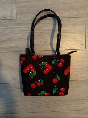 Black Cherry Print Mini Tote Bag - Women's Fashion Handbag